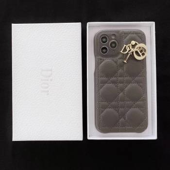 Dior Cannage iPhone Case with Charm Grey 2020 (SJK-20111838)