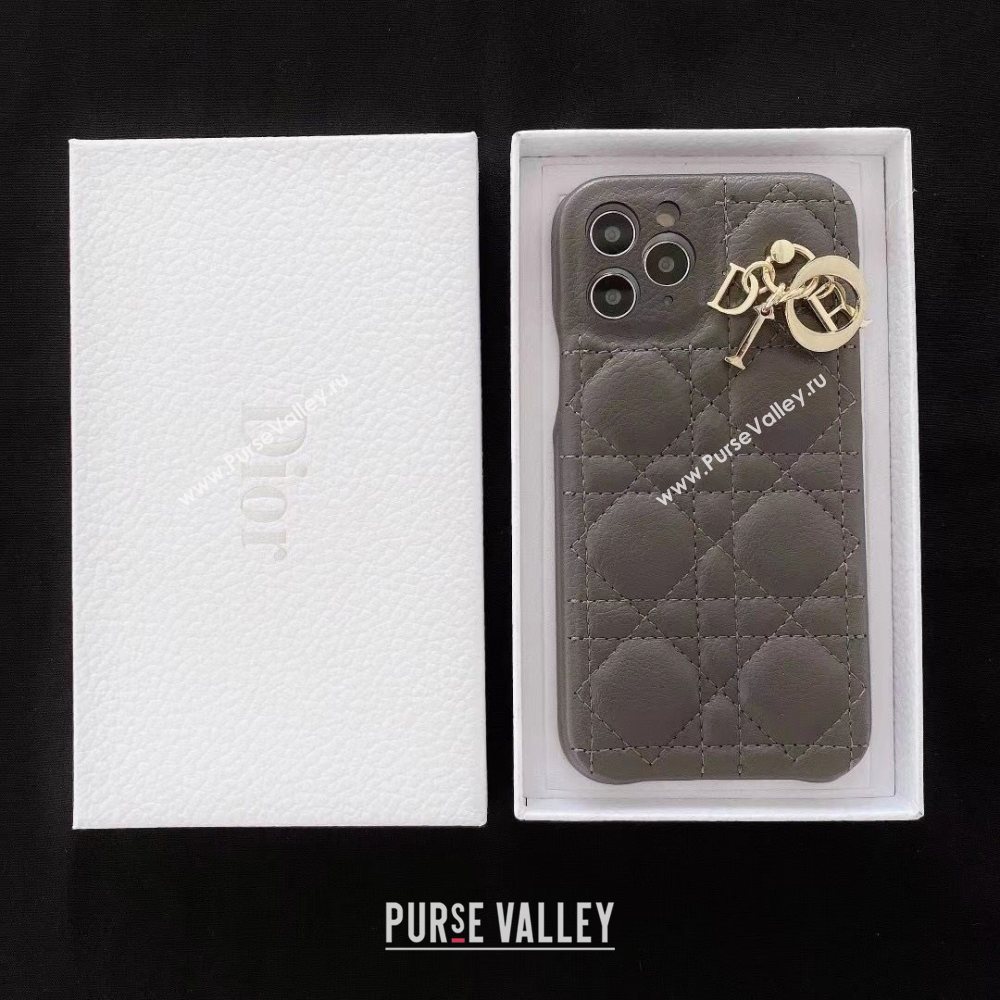 Dior Cannage iPhone Case with Charm Grey 2020 (SJK-20111838)