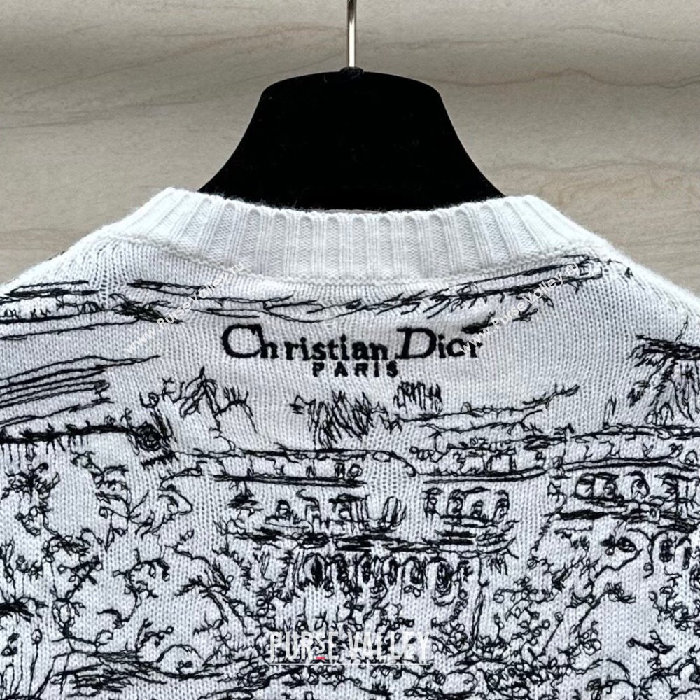 Dior Cashmere Sweater D043004 White/Black 2024 (Q-24043004)