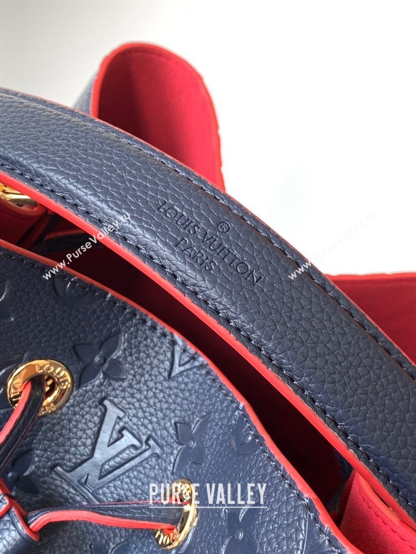 Louis Vuitton NeoNoe MM Bucket Bag in Monogram Embossed Leather M45306 Blue/Red 2024 (K-24112112)