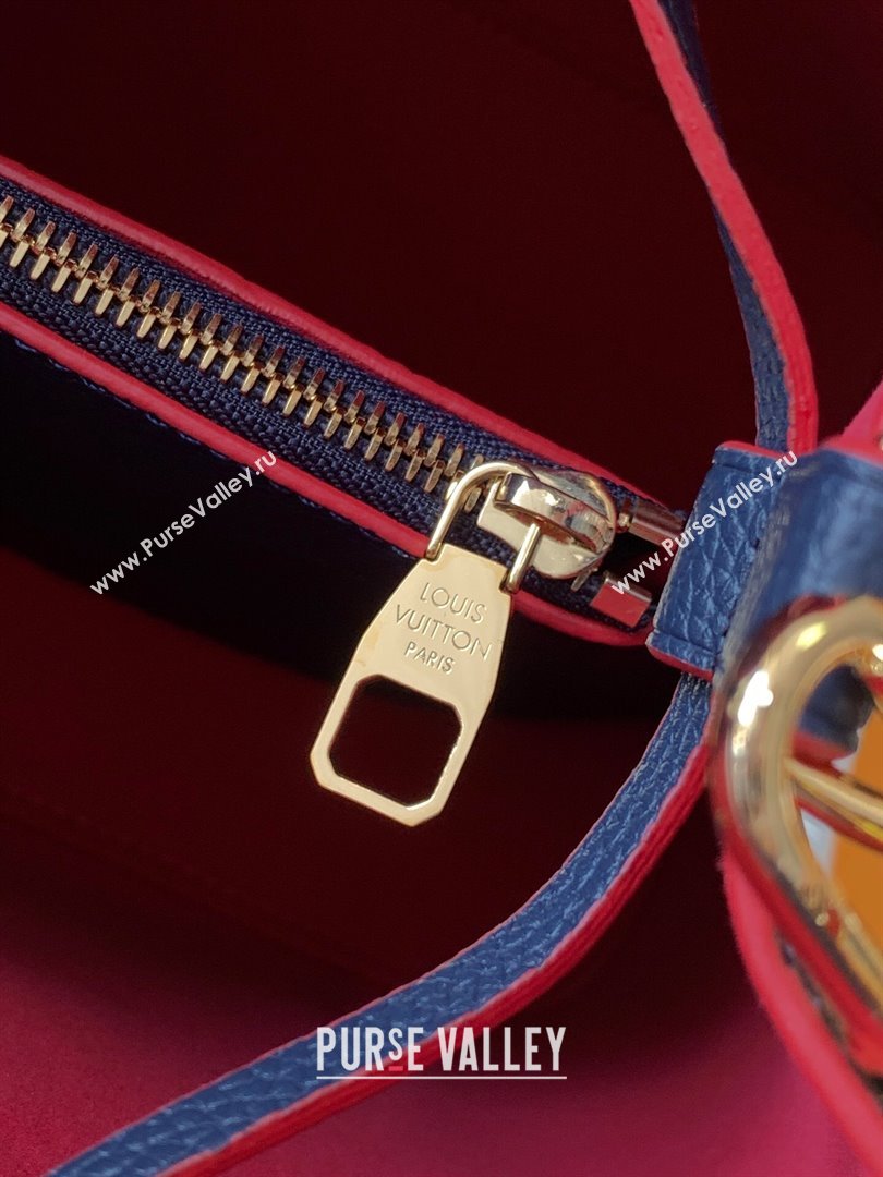 Louis Vuitton NeoNoe MM Bucket Bag in Monogram Embossed Leather M45306 Blue/Red 2024 (K-24112112)