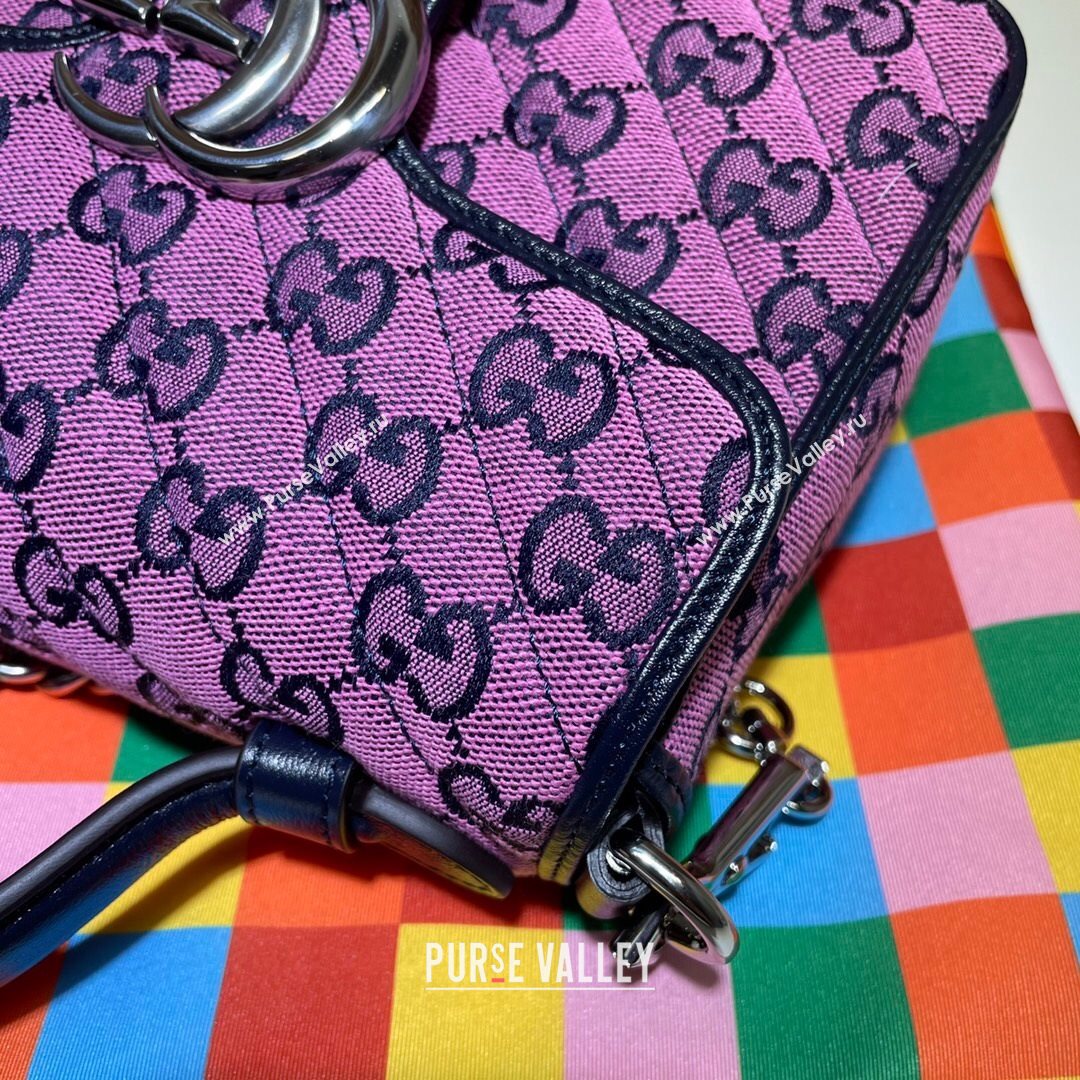 Gucci GG Marmont Multicolor GG Canvas Mini Bag 446744 Pink 2021 (DLH-21072614)