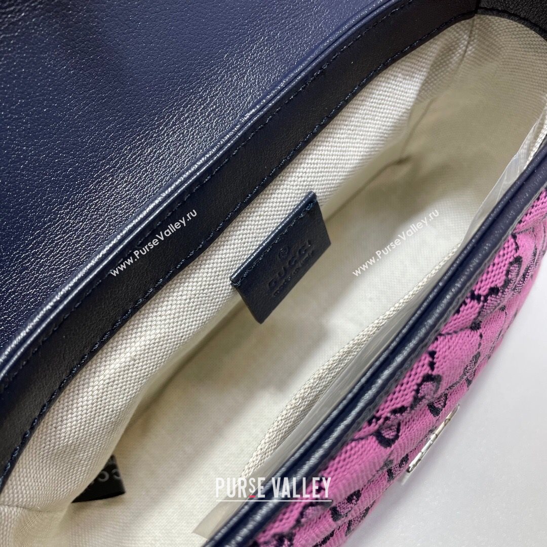Gucci GG Marmont Multicolor GG Canvas Mini Bag 446744 Pink 2021 (DLH-21072614)