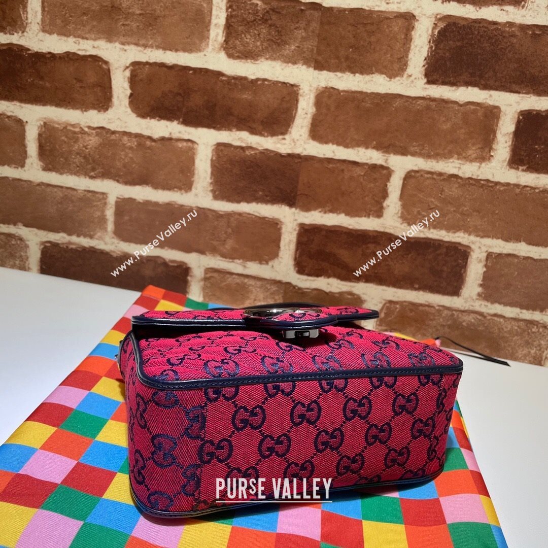 Gucci GG Marmont Multicolor GG Canvas Mini Bag 446744 Red 2021 (DLH-21072615)