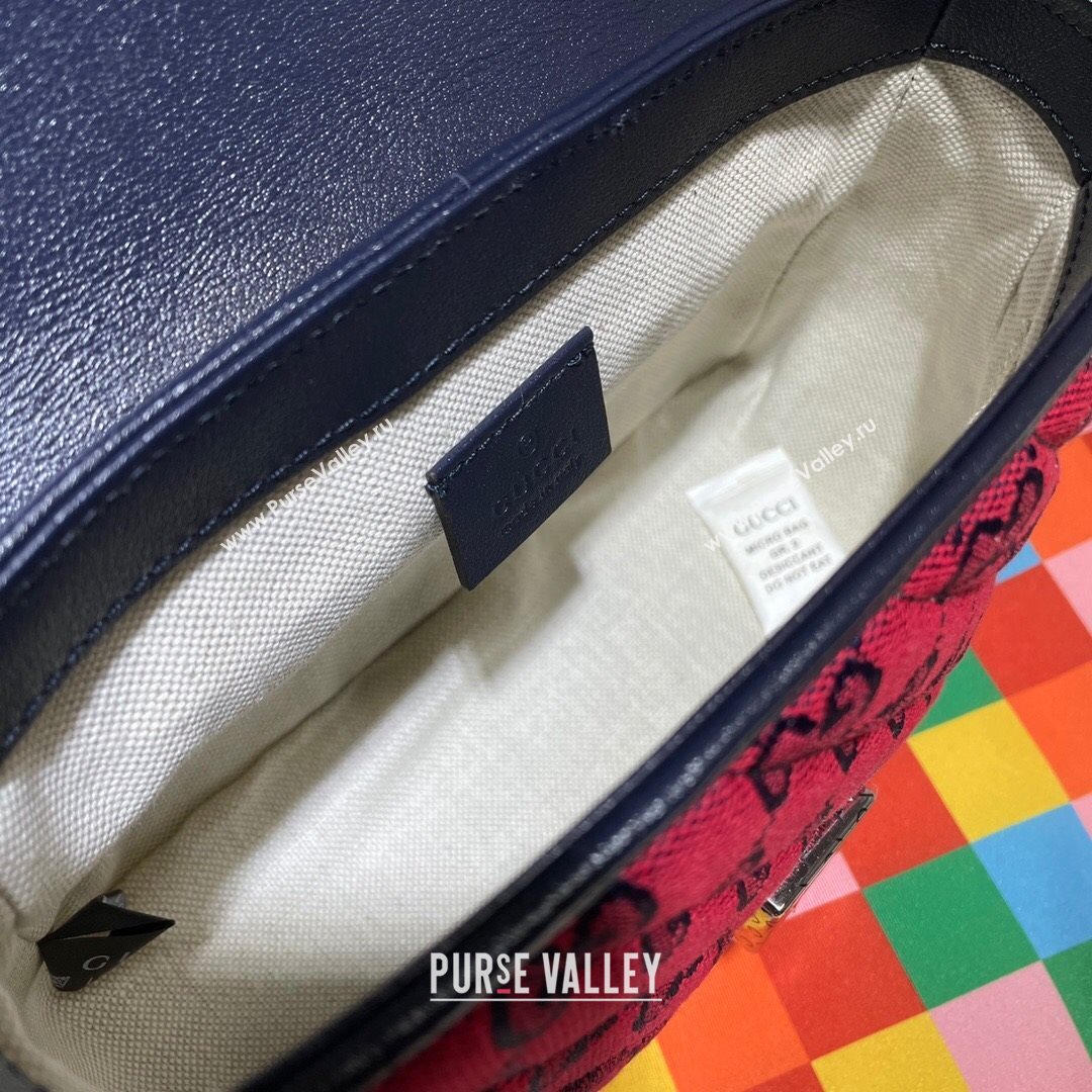 Gucci GG Marmont Multicolor GG Canvas Mini Bag 446744 Red 2021 (DLH-21072615)