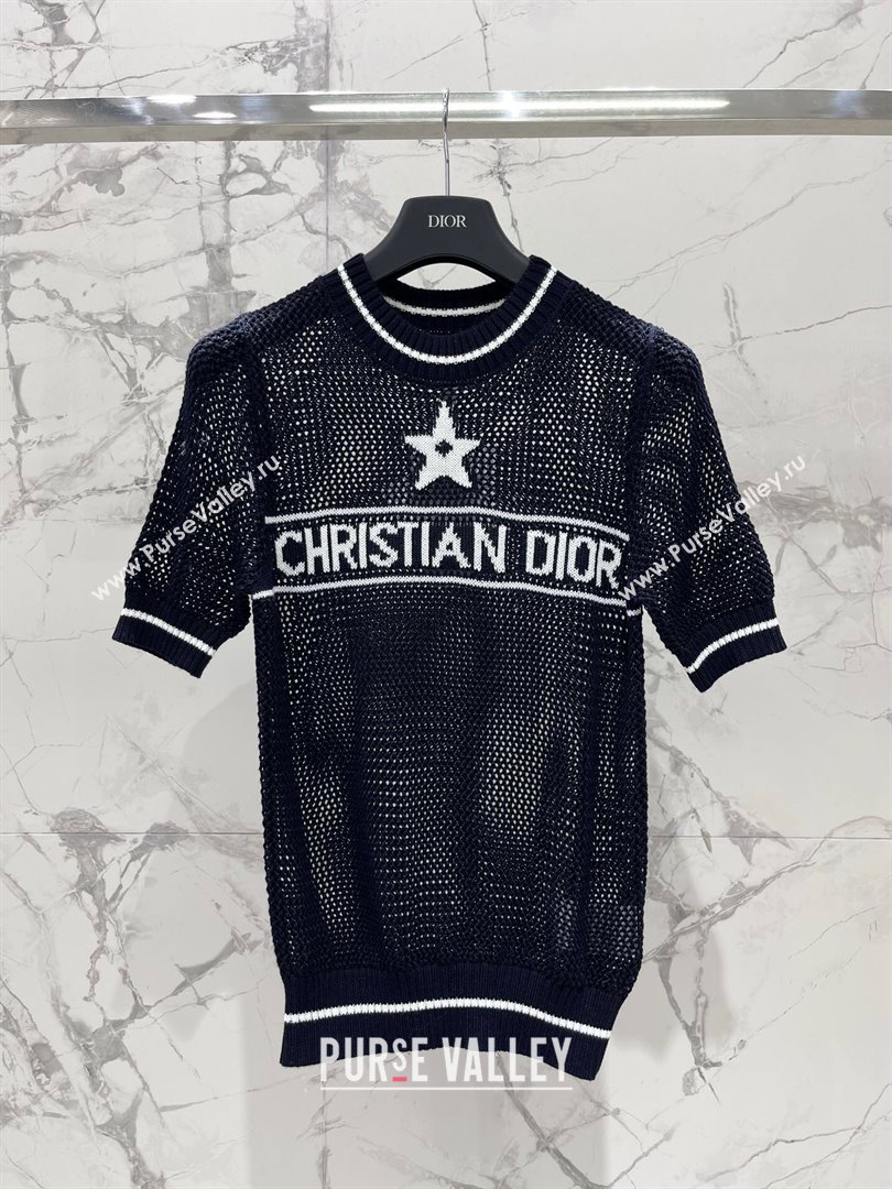 Dior Knit Short-sleeved Sweater D043007 Black 2024 (Q-24043007)