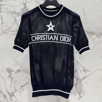 Dior Knit Short-sleeved Sweater D043007 Black 2024 (Q-24043007)