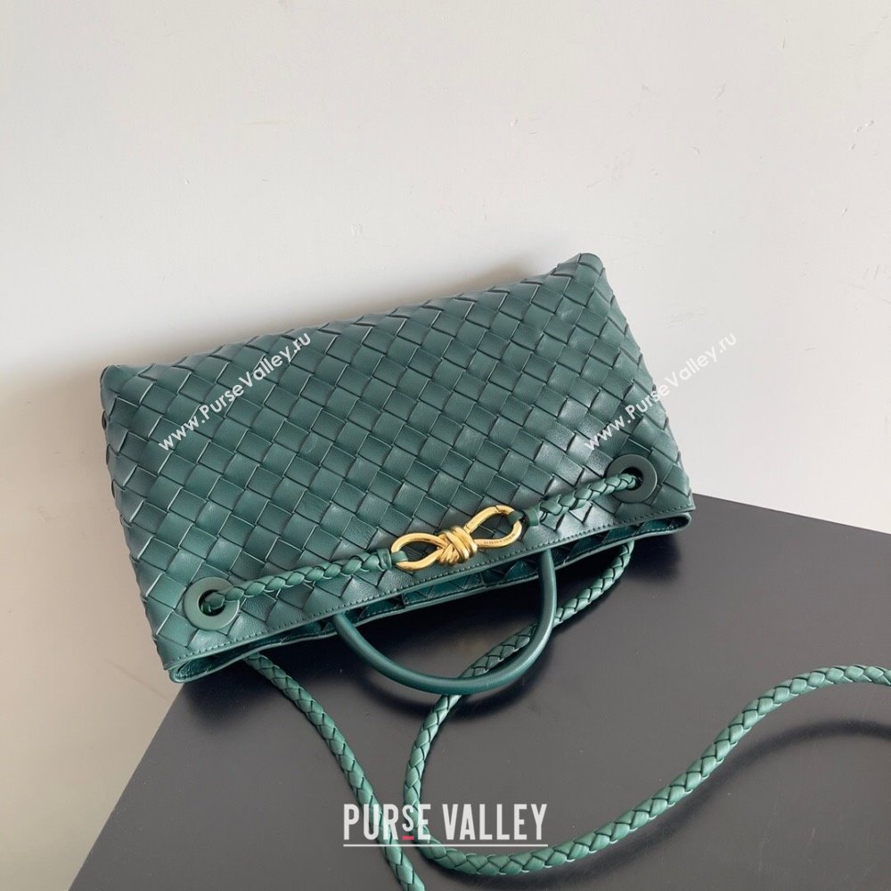 Bottega Veneta Small East/West Andiamo Top Handle Bag in Intrecciato Leather 754990 Green 2024 (WT-24080901)