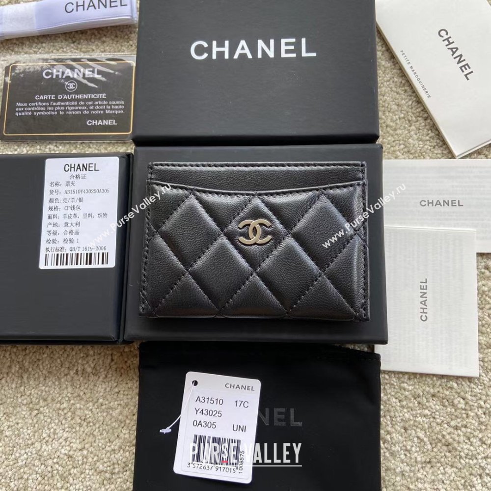 Chanel Lambskin Classic Card Holder A31510 Black/Silver 2024 (JD-24112114)