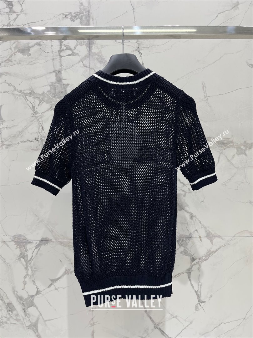 Dior Knit Short-sleeved Sweater D043007 Black 2024 (Q-24043007)