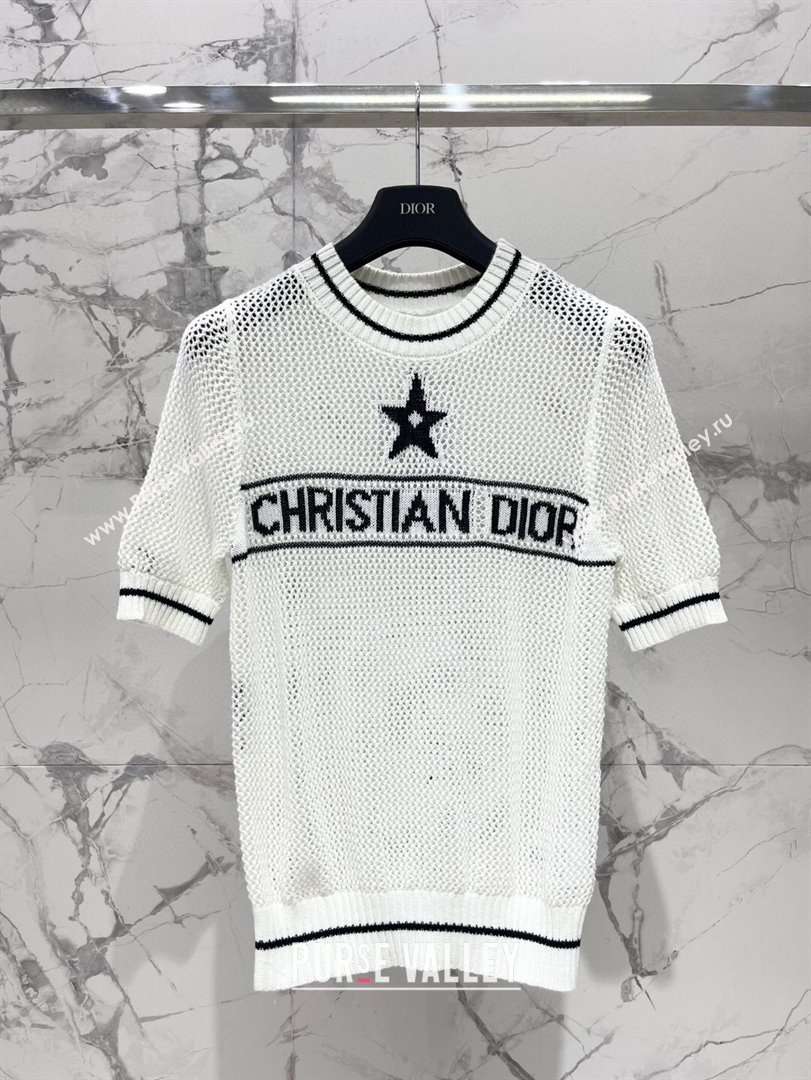 Dior Knit Short-sleeved Sweater D043008 White 2024 (Q-24043008)