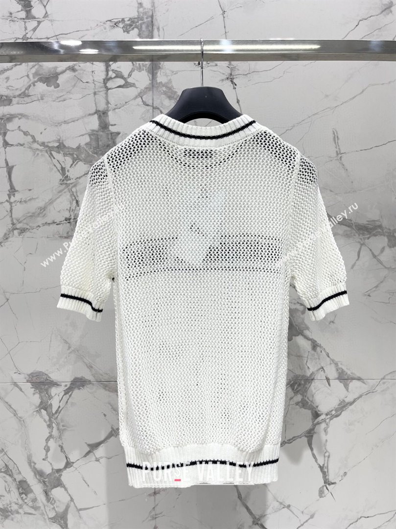 Dior Knit Short-sleeved Sweater D043008 White 2024 (Q-24043008)