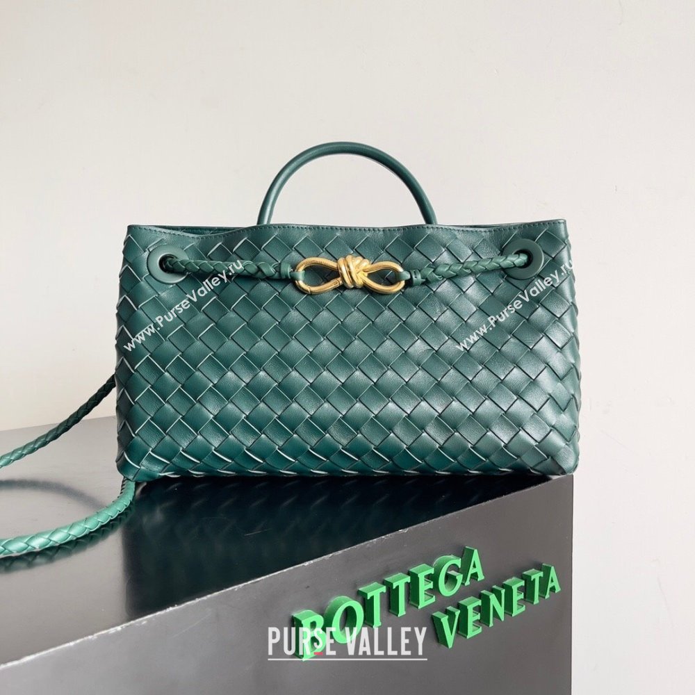 Bottega Veneta Small East/West Andiamo Top Handle Bag in Intrecciato Leather 754990 Green 2024 (WT-24080901)