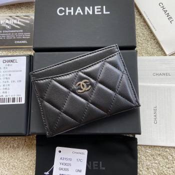 Chanel Lambskin Classic Card Holder A31510 Black/Silver 2024 (JD-24112114)