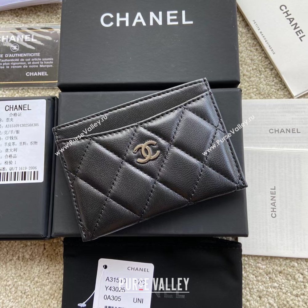 Chanel Lambskin Classic Card Holder A31510 Black/Silver 2024 (JD-24112114)