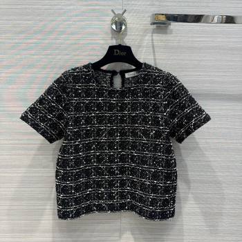 Dior Knit Short-sleeved Sweater D043011 Black 2024 (Q-24043011)