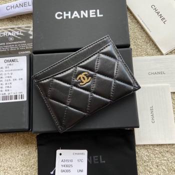 Chanel Lambskin Classic Card Holder A31510 Black/Gold 2024 (JD-24112113)