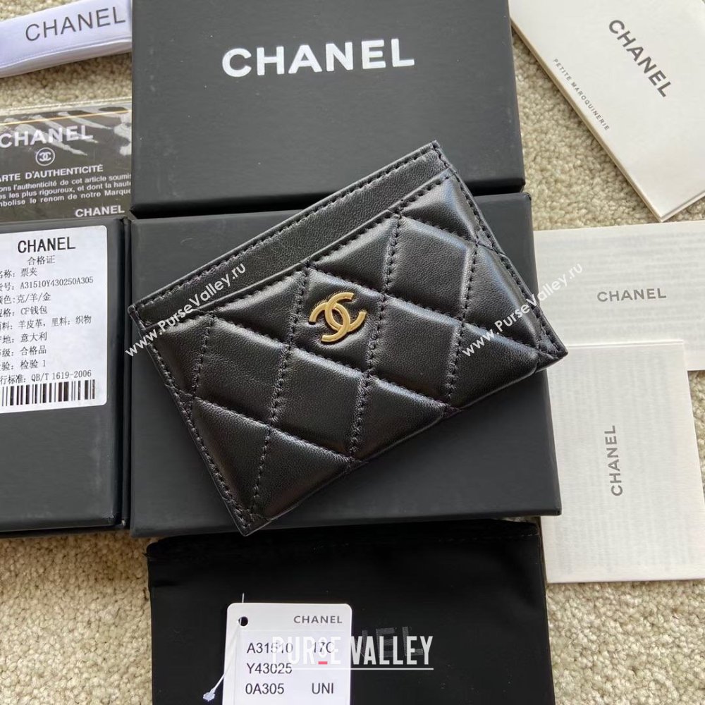 Chanel Lambskin Classic Card Holder A31510 Black/Gold 2024 (JD-24112113)