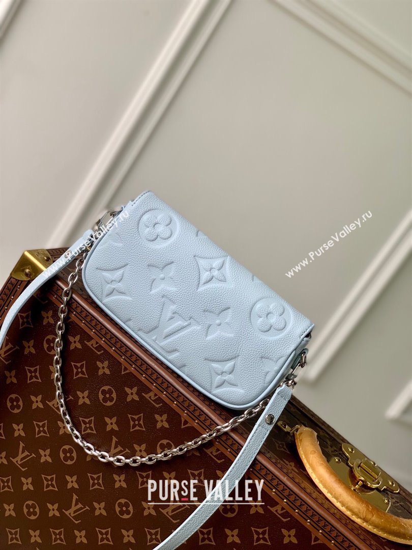 Louis Vuitton Wallet On Chain Ivy in Grained Monogram Leather M83637 Blue Washed 2024 (K-24080903)