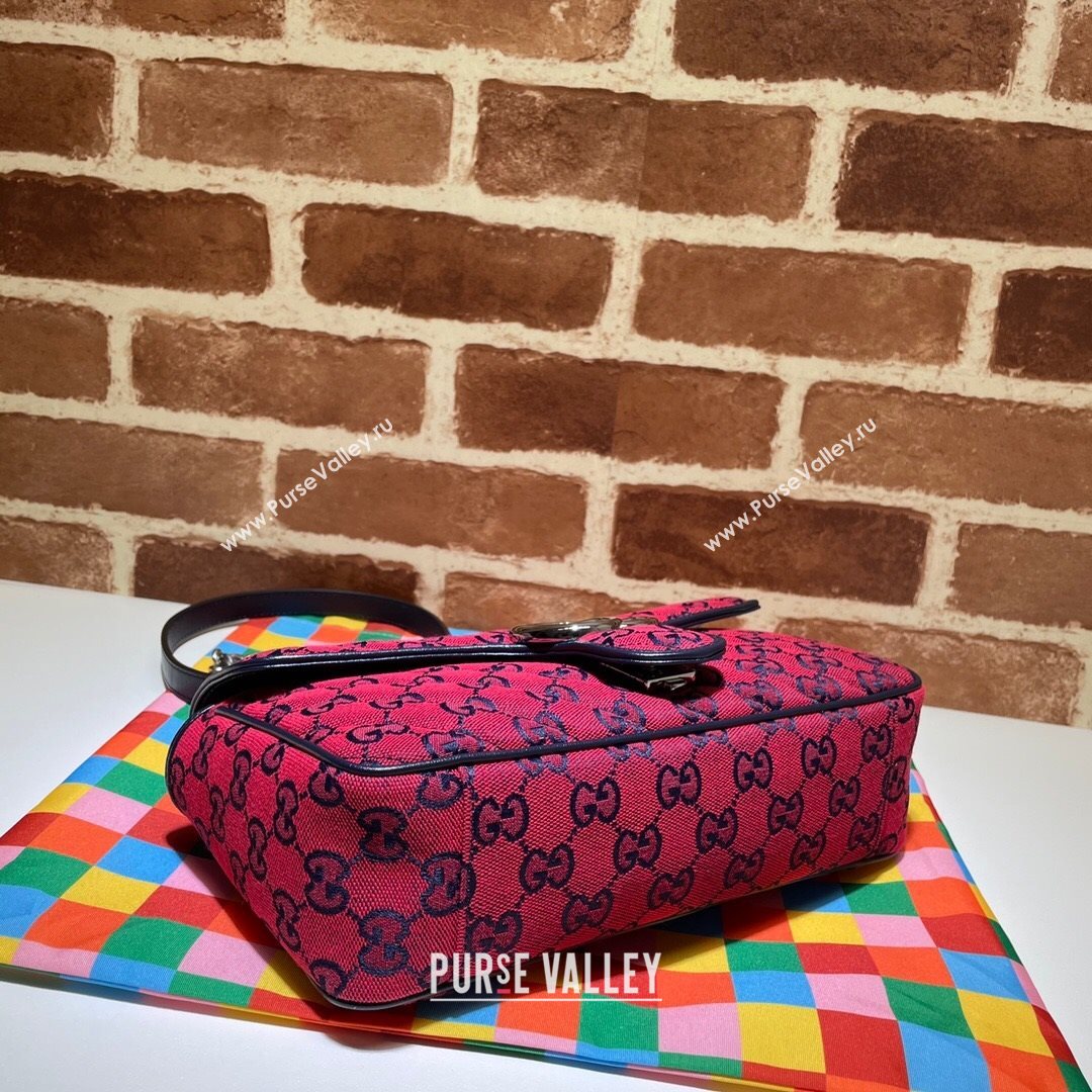 Gucci GG Marmont Multicolour Canvas Small Shoulder Bag 443497 Red 2021 (DLH-21072630)