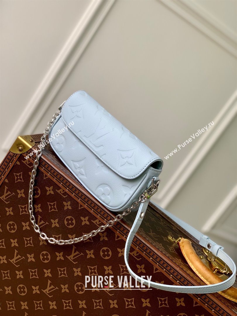 Louis Vuitton Wallet On Chain Ivy in Grained Monogram Leather M83637 Blue Washed 2024 (K-24080903)