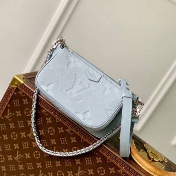 Louis Vuitton Multi Pochette Accessoires in Grained Monogram Leather M47173 Blue Washed 2024 (K-24080904)