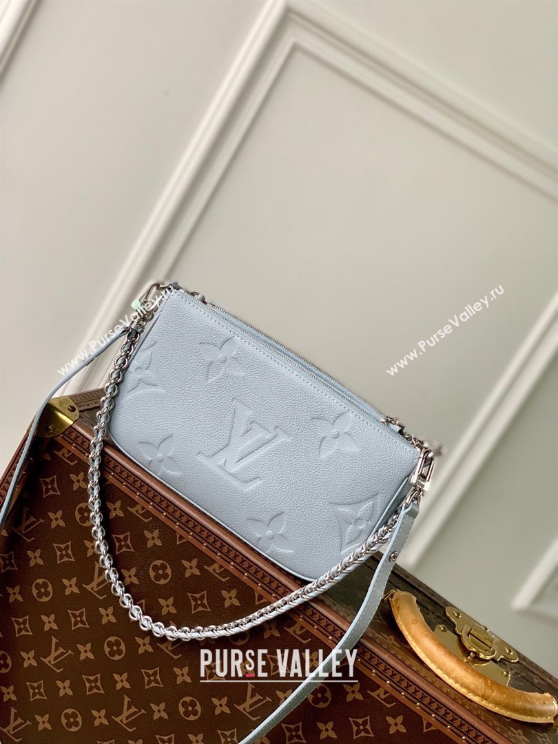 Louis Vuitton Multi Pochette Accessoires in Grained Monogram Leather M47173 Blue Washed 2024 (K-24080904)