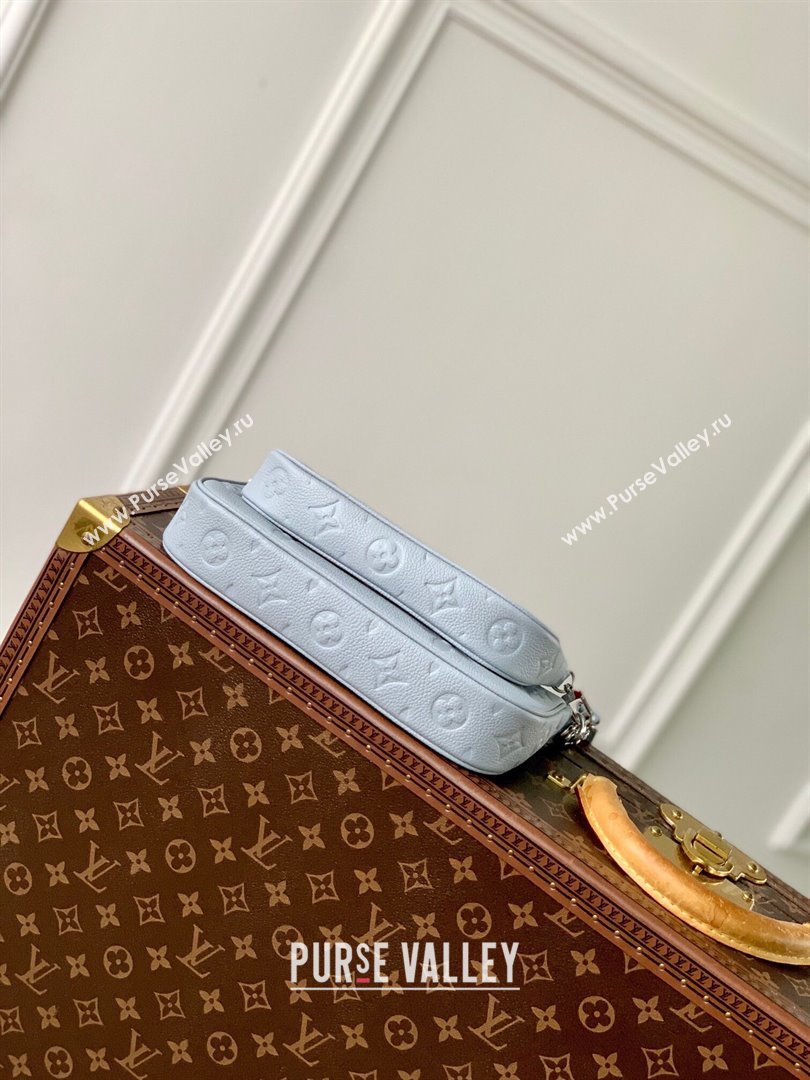 Louis Vuitton Multi Pochette Accessoires in Grained Monogram Leather M47173 Blue Washed 2024 (K-24080904)