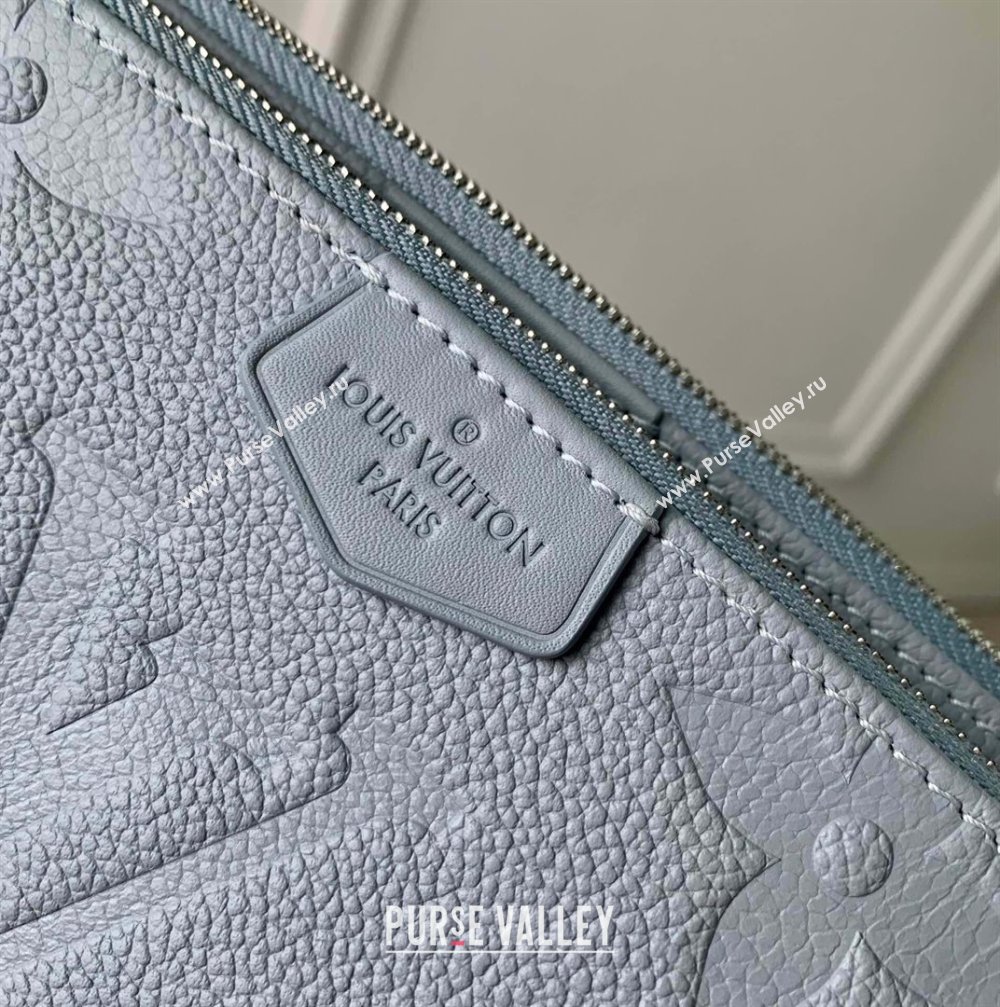 Louis Vuitton Multi Pochette Accessoires in Grained Monogram Leather M47173 Blue Washed 2024 (K-24080904)