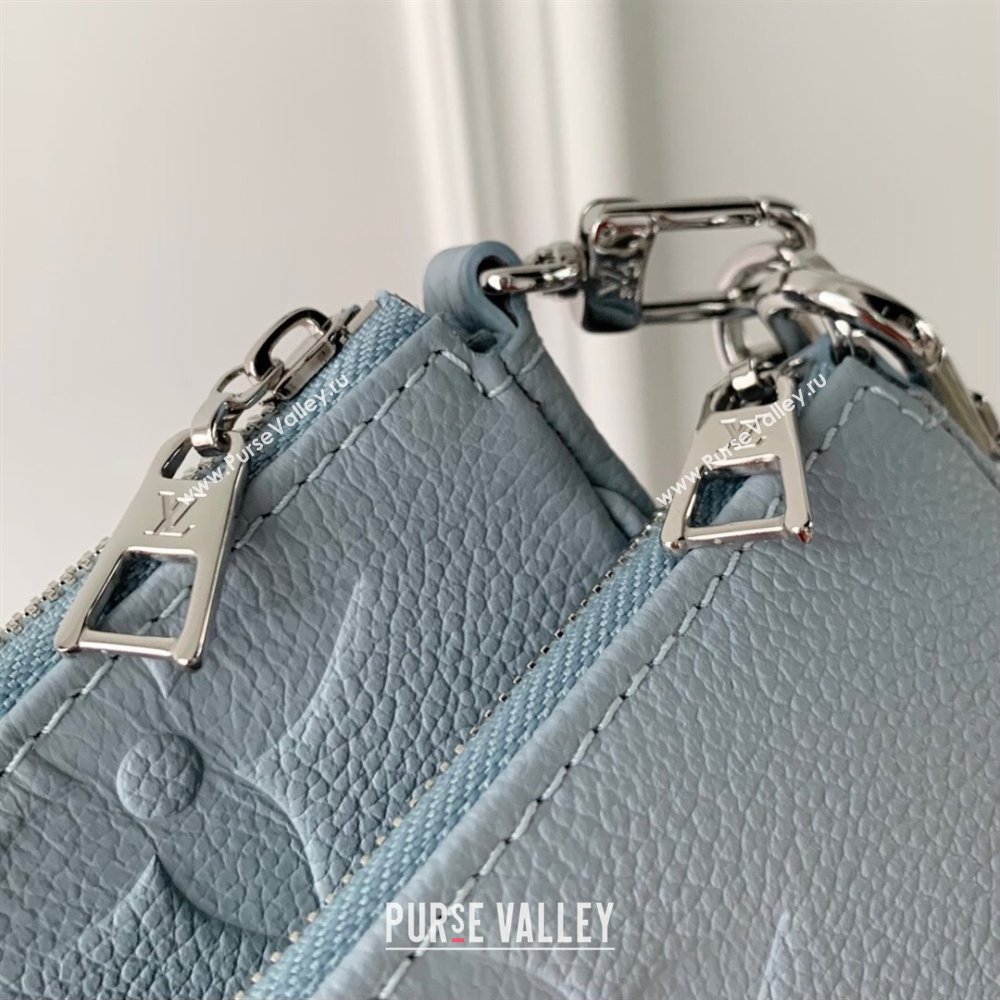 Louis Vuitton Multi Pochette Accessoires in Grained Monogram Leather M47173 Blue Washed 2024 (K-24080904)