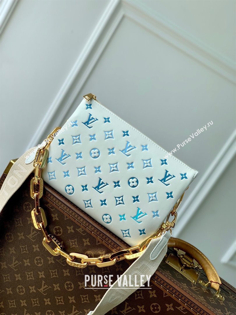 Louis Vuitton Coussin PM Bag in Monogram Lambskin M11225 White/Blue 2024 (K-24080905)