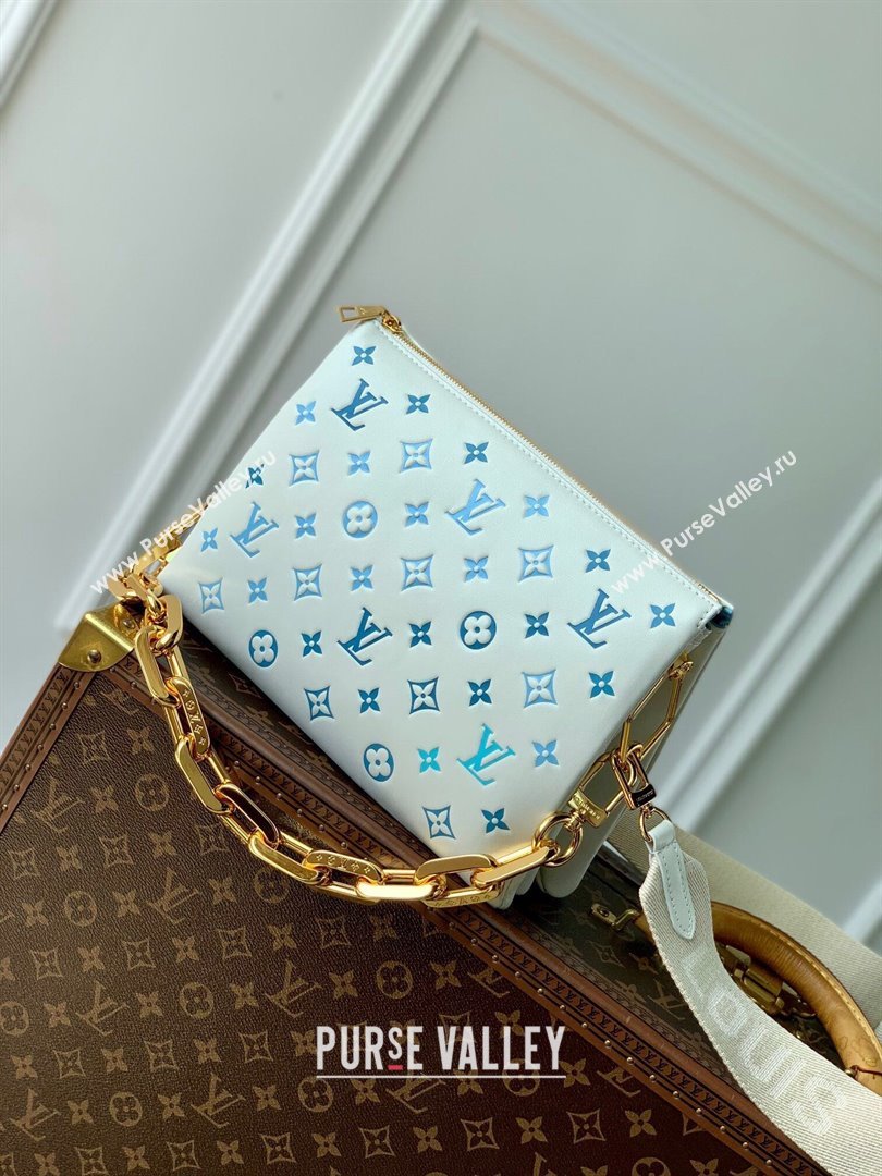 Louis Vuitton Coussin PM Bag in Monogram Lambskin M11225 White/Blue 2024 (K-24080905)