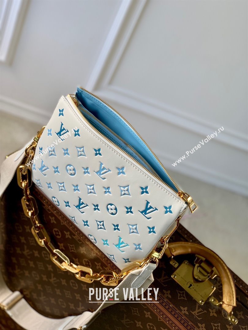 Louis Vuitton Coussin PM Bag in Monogram Lambskin M11225 White/Blue 2024 (K-24080905)