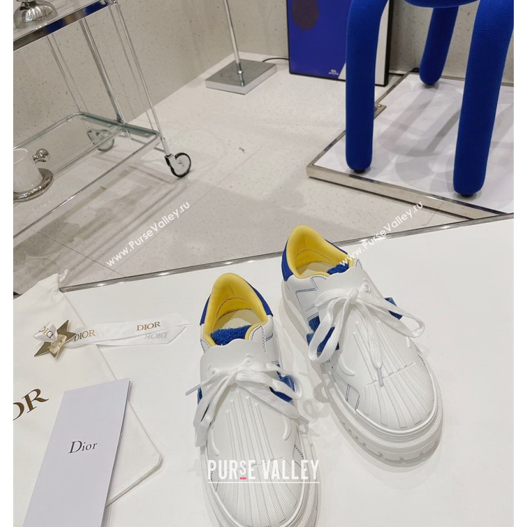 Dior DIOR-ID Sneakers in White Calfskin and Blue Terry Cotton 2021 (MD-21082018)