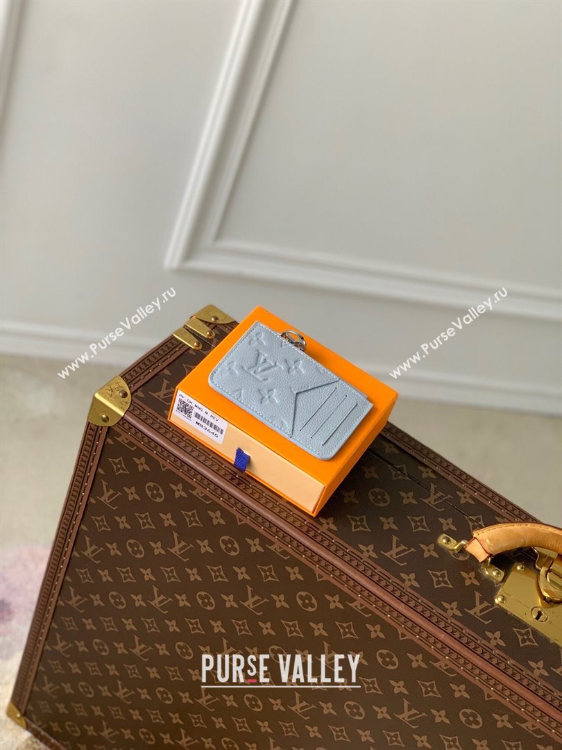 Louis Vuitton Romy Card Holder Wallet in Grained Monogram Leather M83645 Blue Washed 2024 (K-24081001)