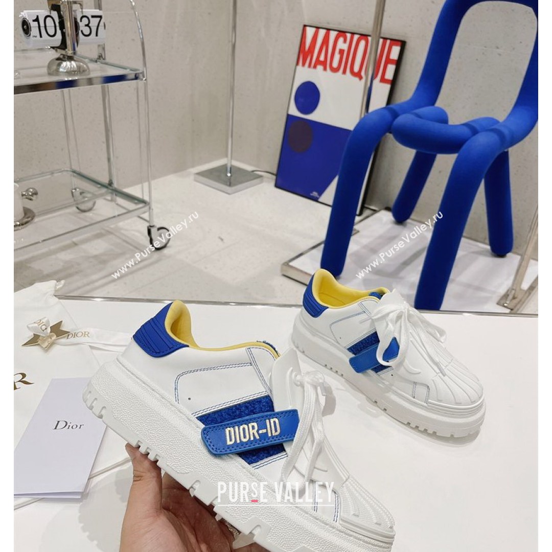 Dior DIOR-ID Sneakers in White Calfskin and Blue Terry Cotton 2021 (MD-21082018)