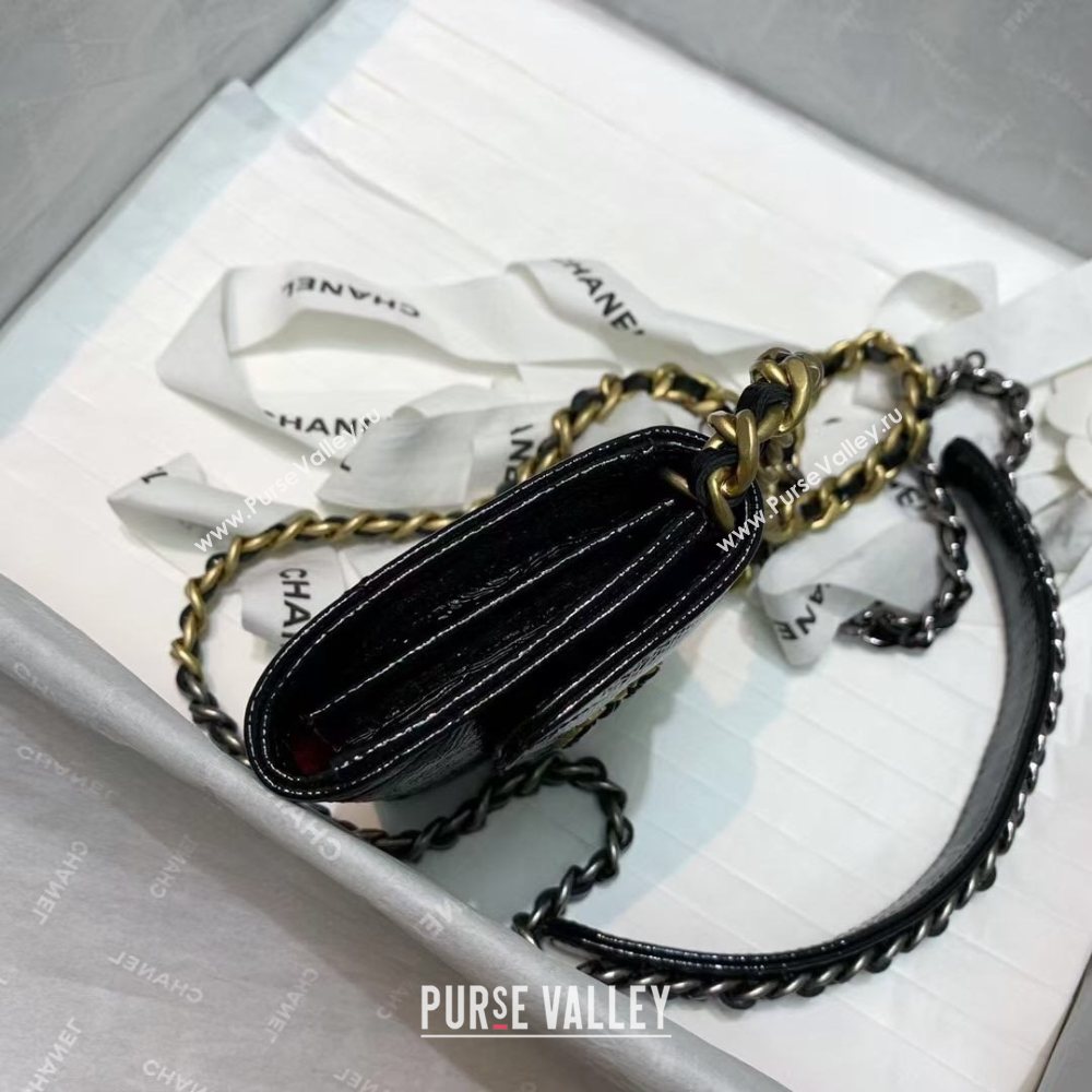 Chanel 19 Quilted Crumpled Calfskin Flap Coin Purse with Chain AP1787 Black 2020 (JY-20121079)