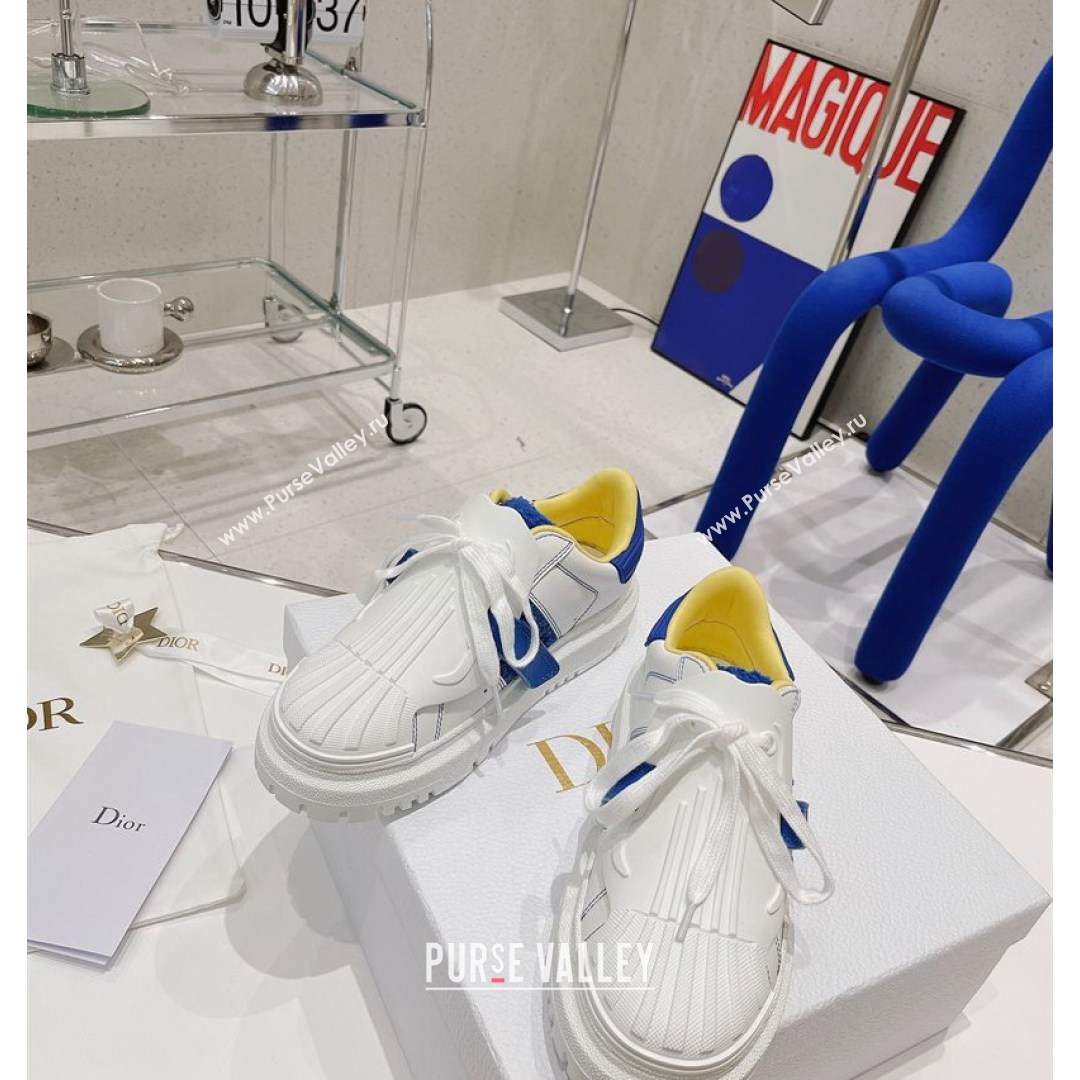 Dior DIOR-ID Sneakers in White Calfskin and Blue Terry Cotton 2021 (MD-21082018)