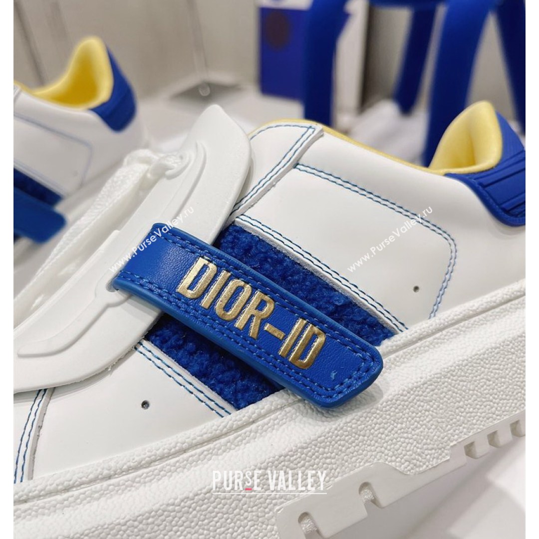 Dior DIOR-ID Sneakers in White Calfskin and Blue Terry Cotton 2021 (MD-21082018)