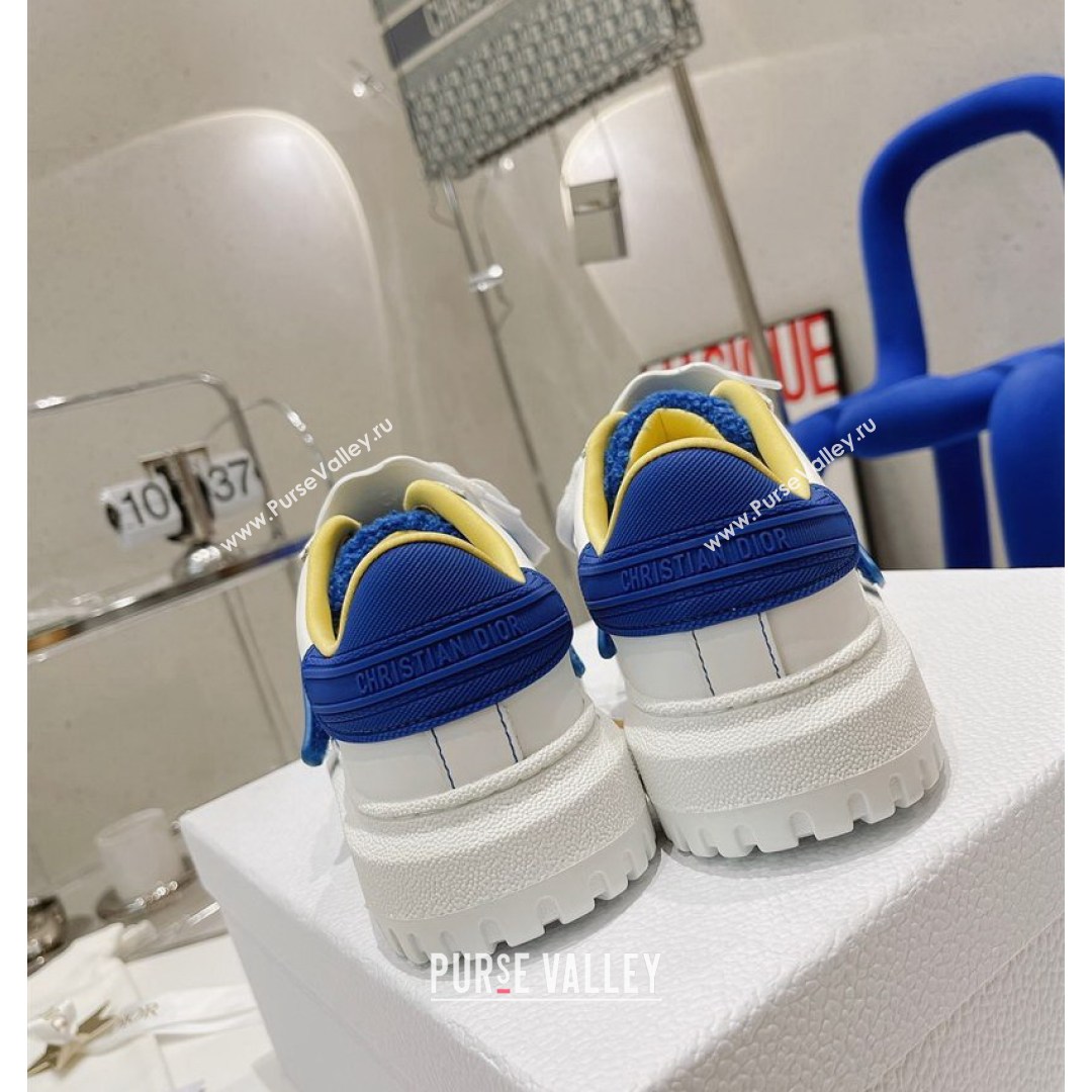 Dior DIOR-ID Sneakers in White Calfskin and Blue Terry Cotton 2021 (MD-21082018)