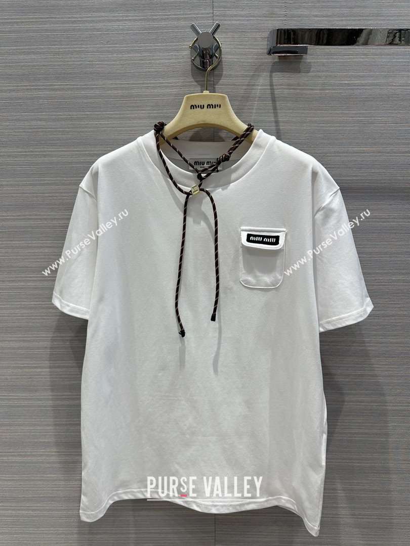 Miu Miu Cotton T-shirt M043017 White 2024 (Q-24043017)