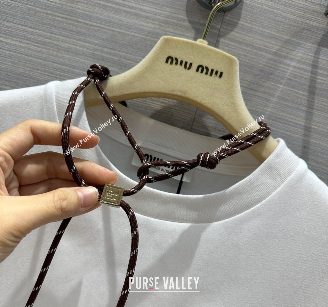 Miu Miu Cotton T-shirt M043017 White 2024 (Q-24043017)