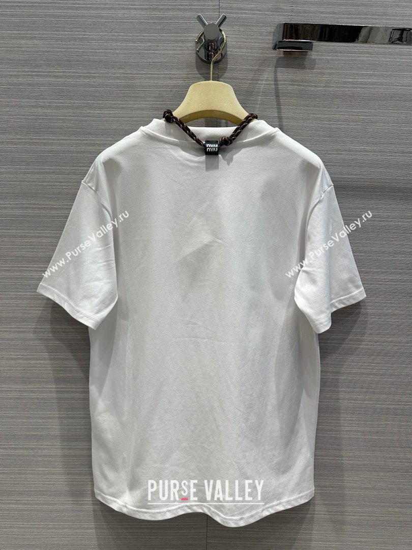 Miu Miu Cotton T-shirt M043017 White 2024 (Q-24043017)