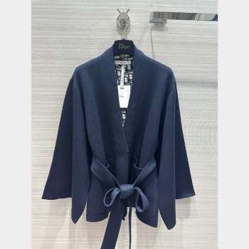 Dior Wool Knit Coat with Belt D9515 Blue 2023 (Q-239515)