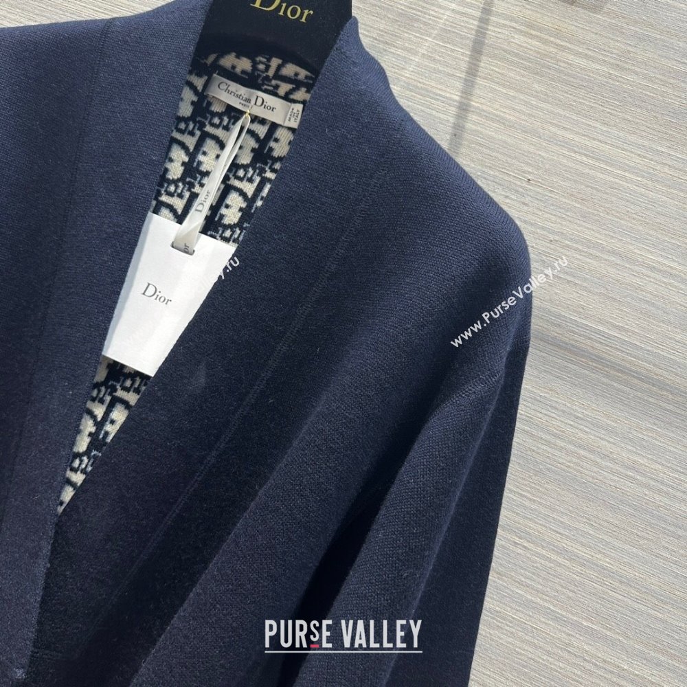 Dior Wool Knit Coat with Belt D9515 Blue 2023 (Q-239515)