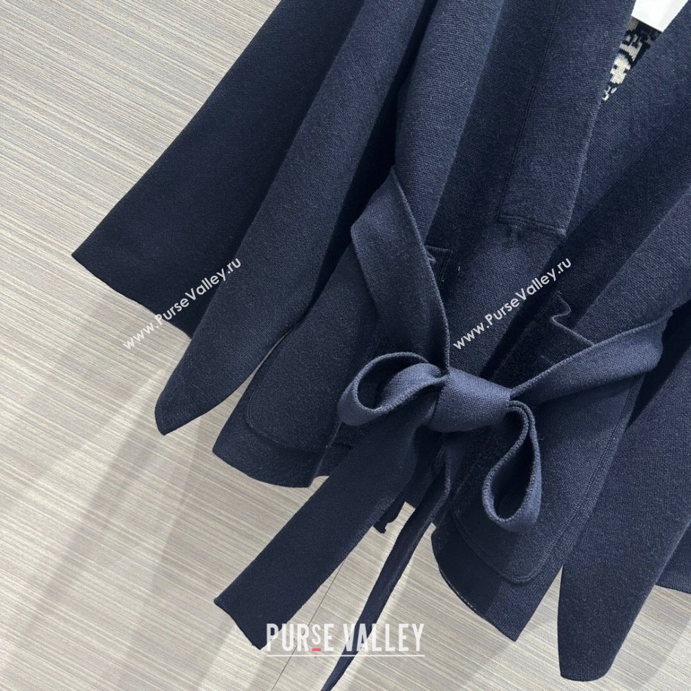 Dior Wool Knit Coat with Belt D9515 Blue 2023 (Q-239515)