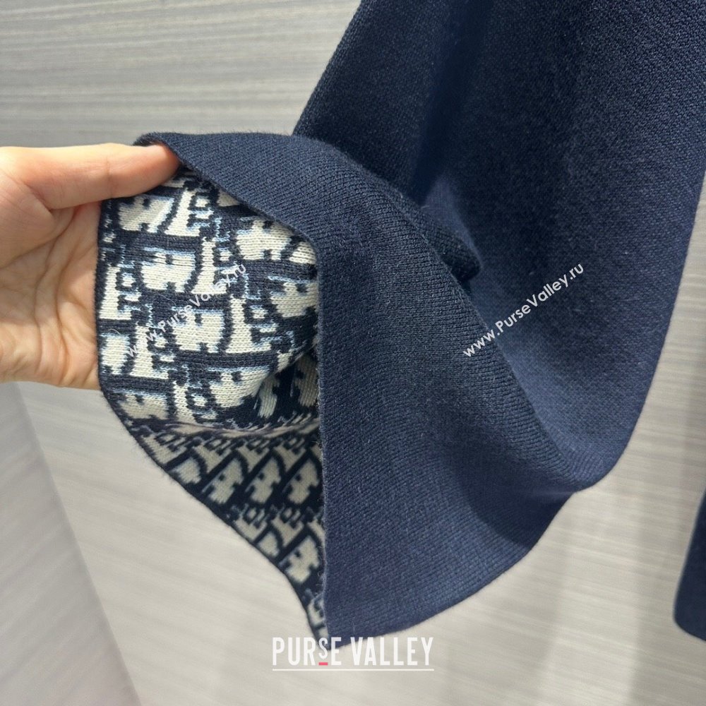 Dior Wool Knit Coat with Belt D9515 Blue 2023 (Q-239515)