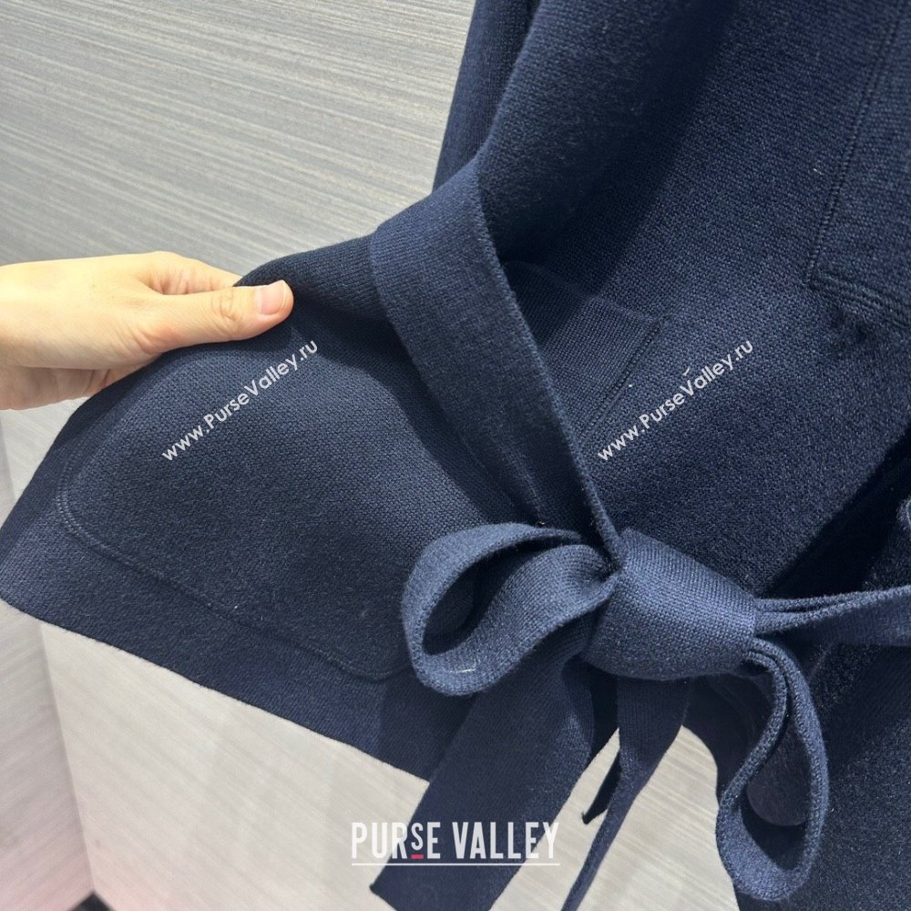 Dior Wool Knit Coat with Belt D9515 Blue 2023 (Q-239515)