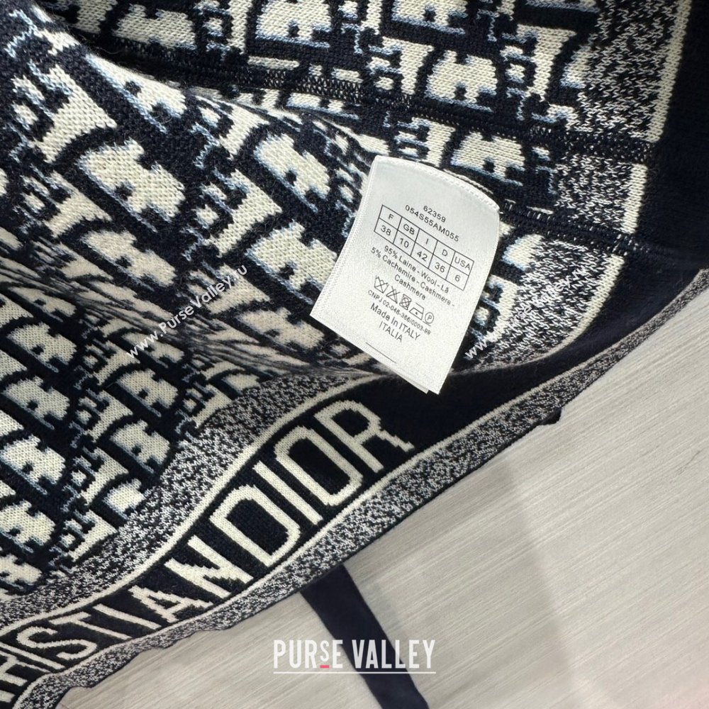 Dior Wool Knit Coat with Belt D9515 Blue 2023 (Q-239515)