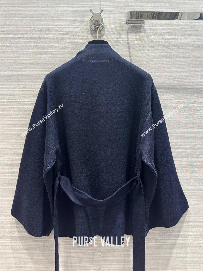 Dior Wool Knit Coat with Belt D9515 Blue 2023 (Q-239515)